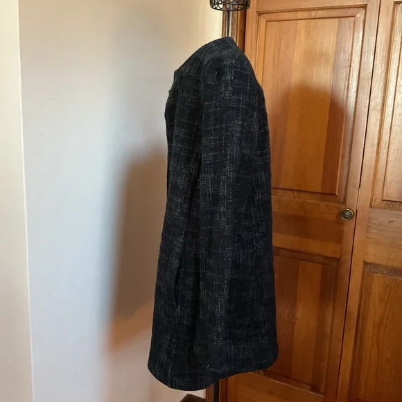 Eileen Fisher Black Textured Open-Front Blazer Coat, Medium - Picture 5 of 8